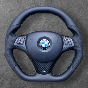 BMW M Sport Flat Bottom Steering Wheel | Custom Leather | Fits E90, E91, E92, E87, E81 & M3 | OEM-Style Upgrade