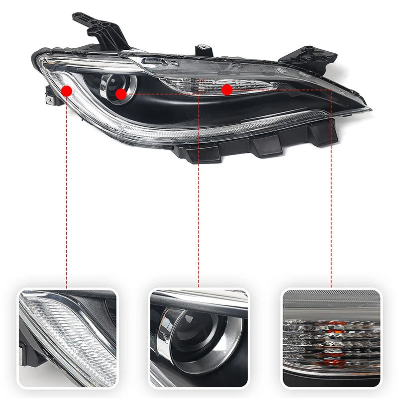 2015–2017 Chrysler 200 Passenger Side Halogen Headlight | RH Headlamp Assembly Without LED DRL | OEM-Style - Image 4